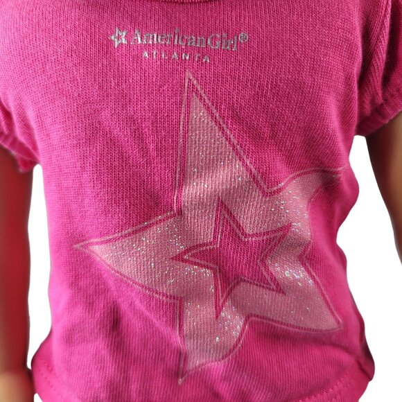 American Girl Atlanta Top Pink Short Sleeve Hook Loop Silver Star For 18" Dolls - Picture 2 of 5